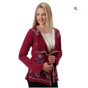 Roper Western Tribal Embroidered Open Cardigan